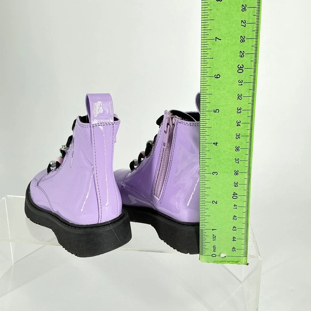 Tucker + Tate Girls Size 8‎ Purple Patent Leather Paislee Ankle Boots NEW Beaded